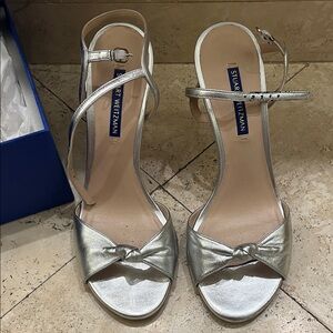 Silver Stuart Weitzman high heel sandals